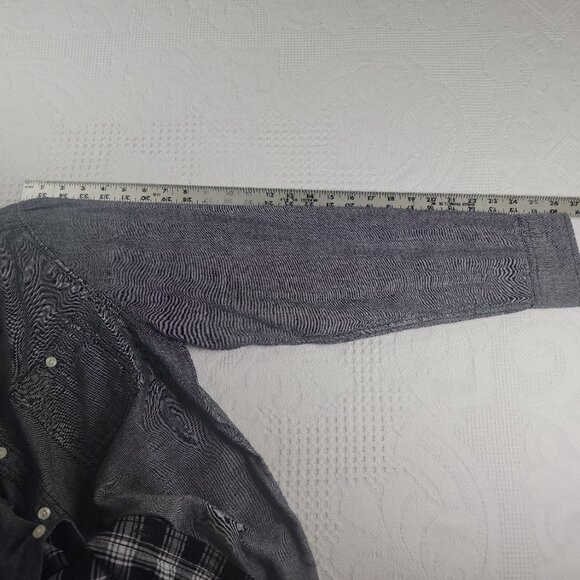 Goodfellow & CO shirt plaid lined men's size Large grey double weave button‎ up - Picture 5 of 10